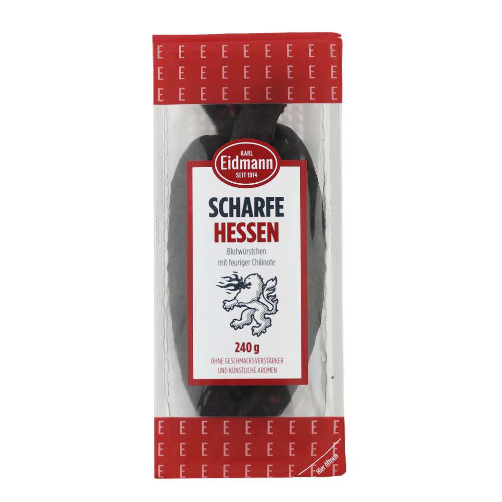 Produktabbildung Eidmann Hessen Blutwürstchen, scharf