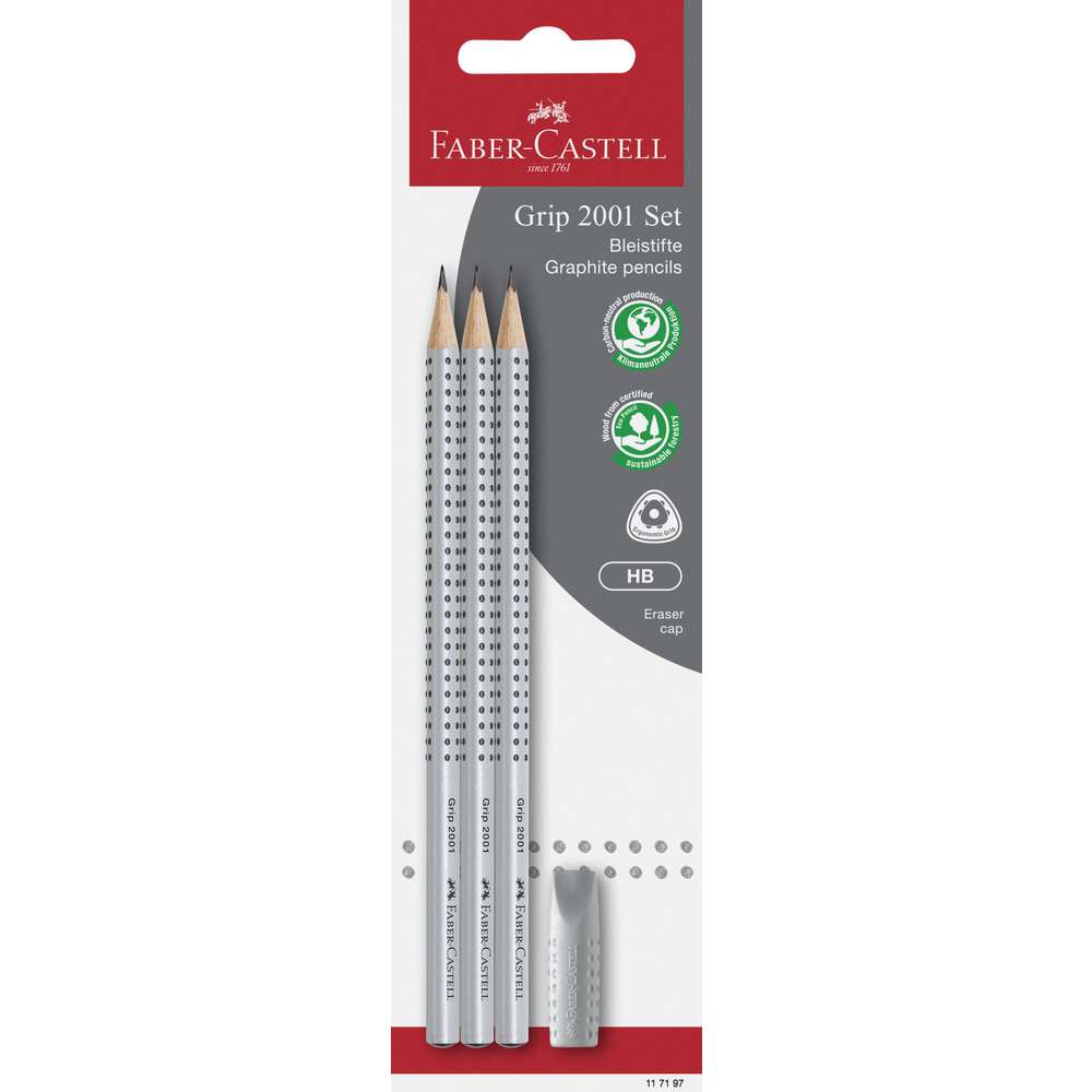 Produktabbildung Faber-Castell Bleistift Grip 2001, HB inkl. Radierer
