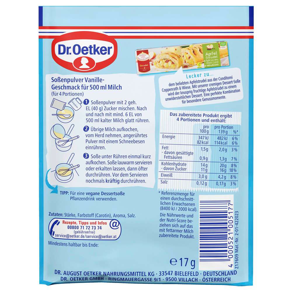 Produktabbildung Dr. Oetker Dessertsoße zum Kochen, Vanille