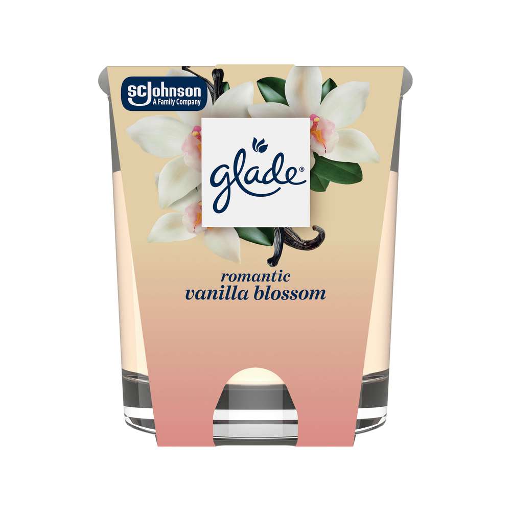 Produktabbildung Glade Duftkerze mit Glas, Romantic Vanilla Blossom