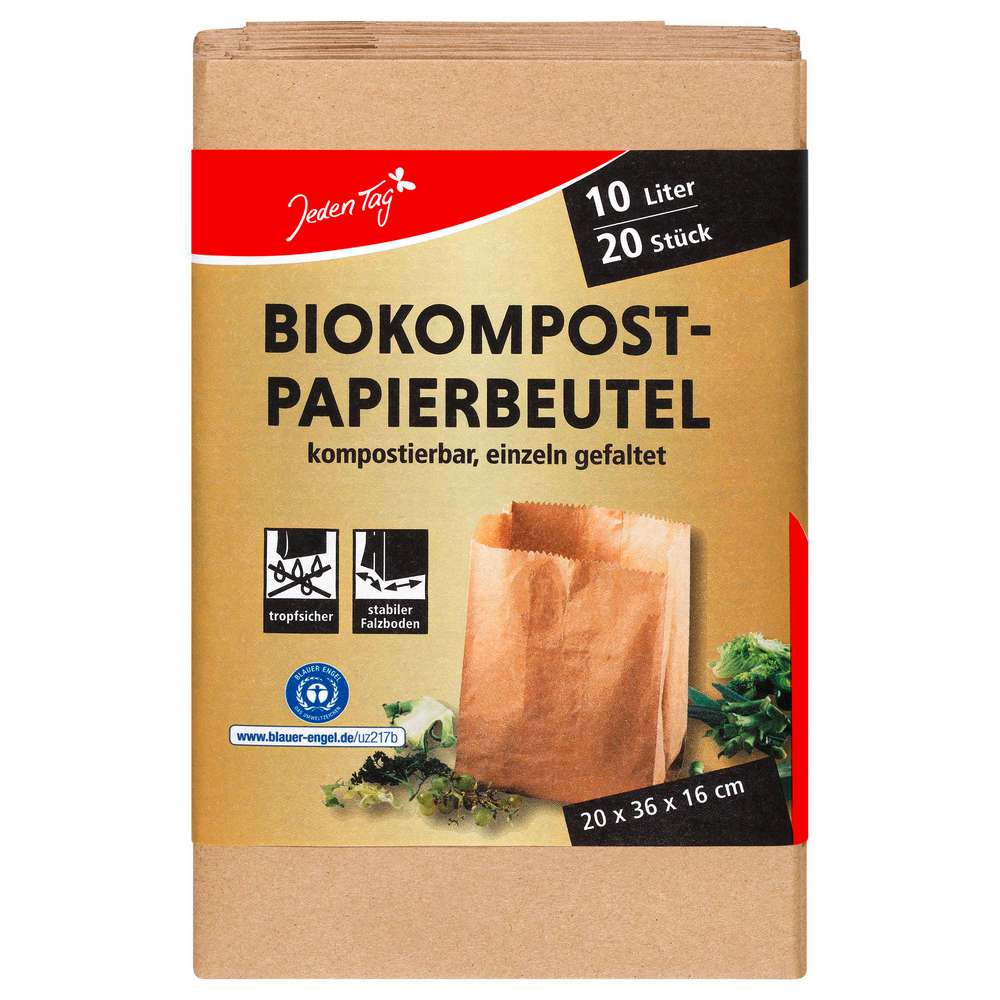 Produktabbildung Jeden Tag  Biokompost Papier-Müllbeutel 10L