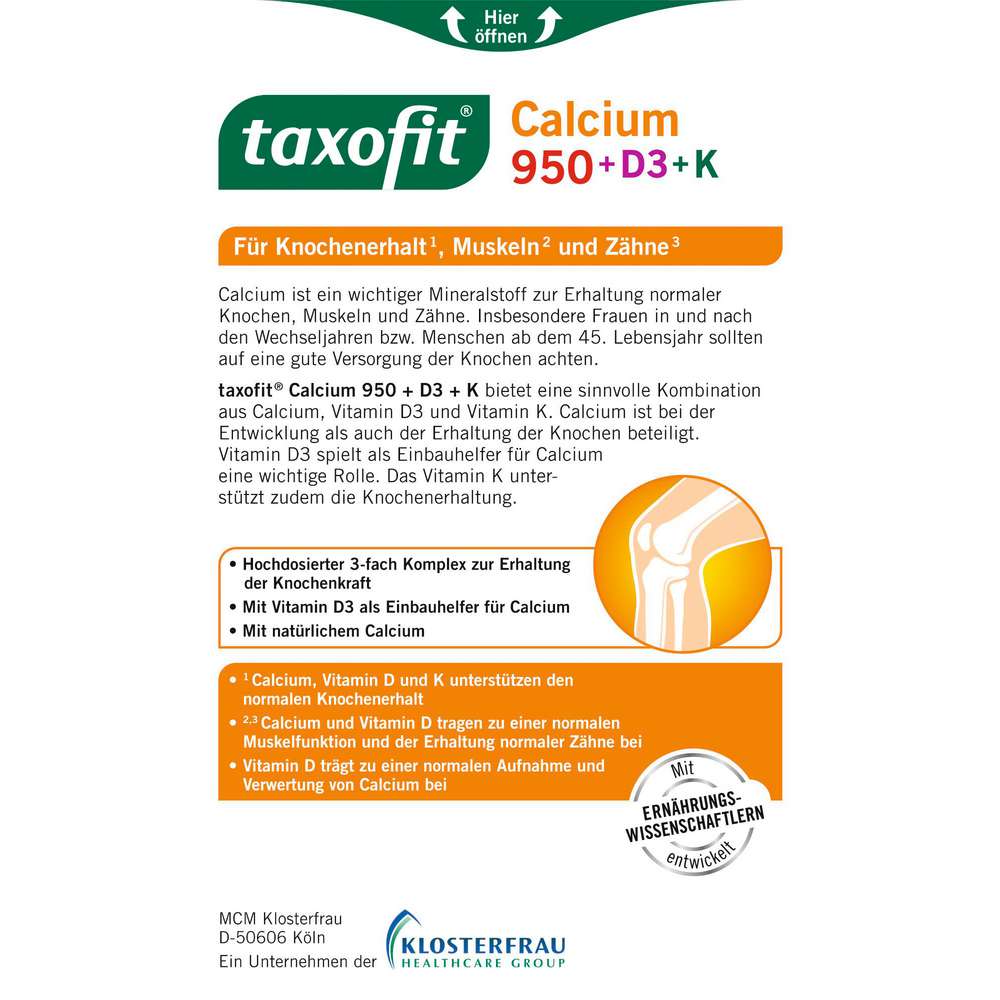 Produktabbildung Taxofit Calcium 950+D3+K