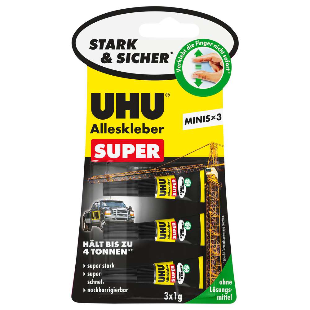 Produktabbildung UHU Alleskleber SUPER, Minis 3 x 1 g