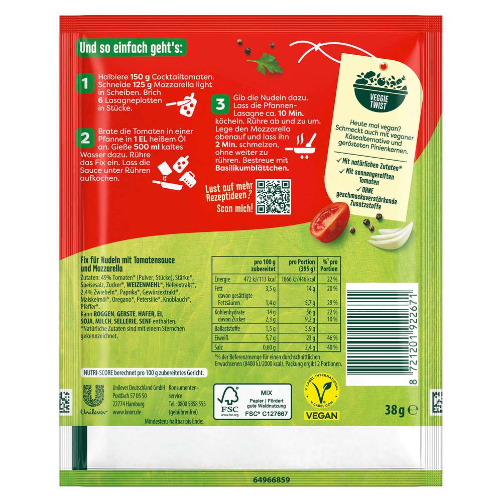 Produktabbildung Knorr Fix Würzmischung, Pfannen Lasagne