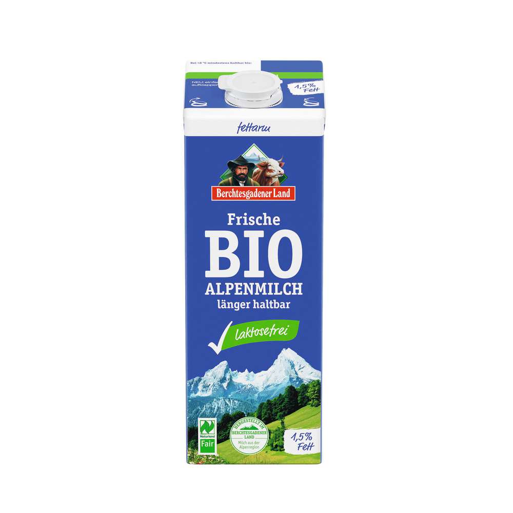 Produktabbildung Berchtesgadener Land Bio frische Alpenmilch 1,5% Fett, laktosefrei