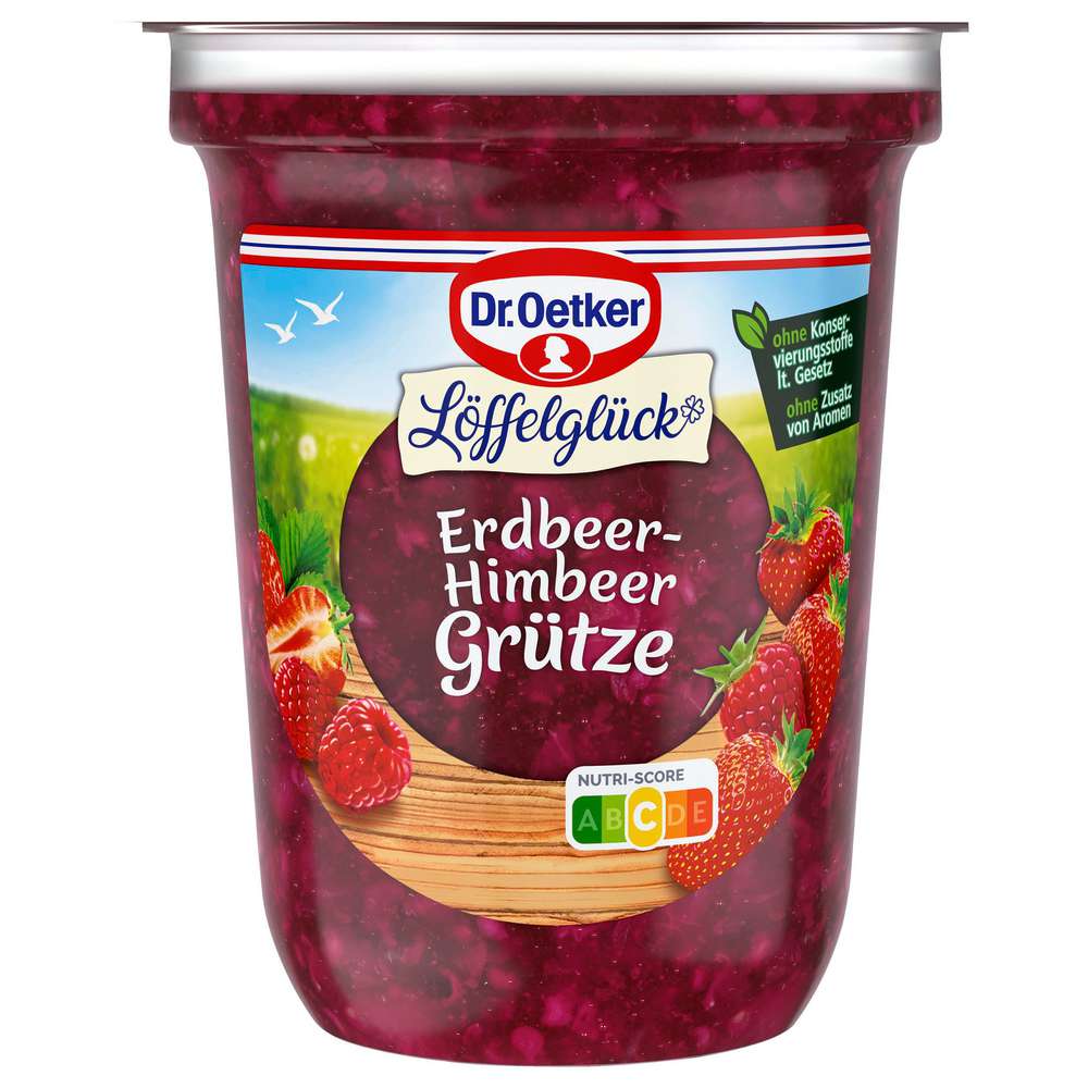 Produktabbildung Dr. Oetker Erdbeer-Himbeer Grütze, Löffelglück