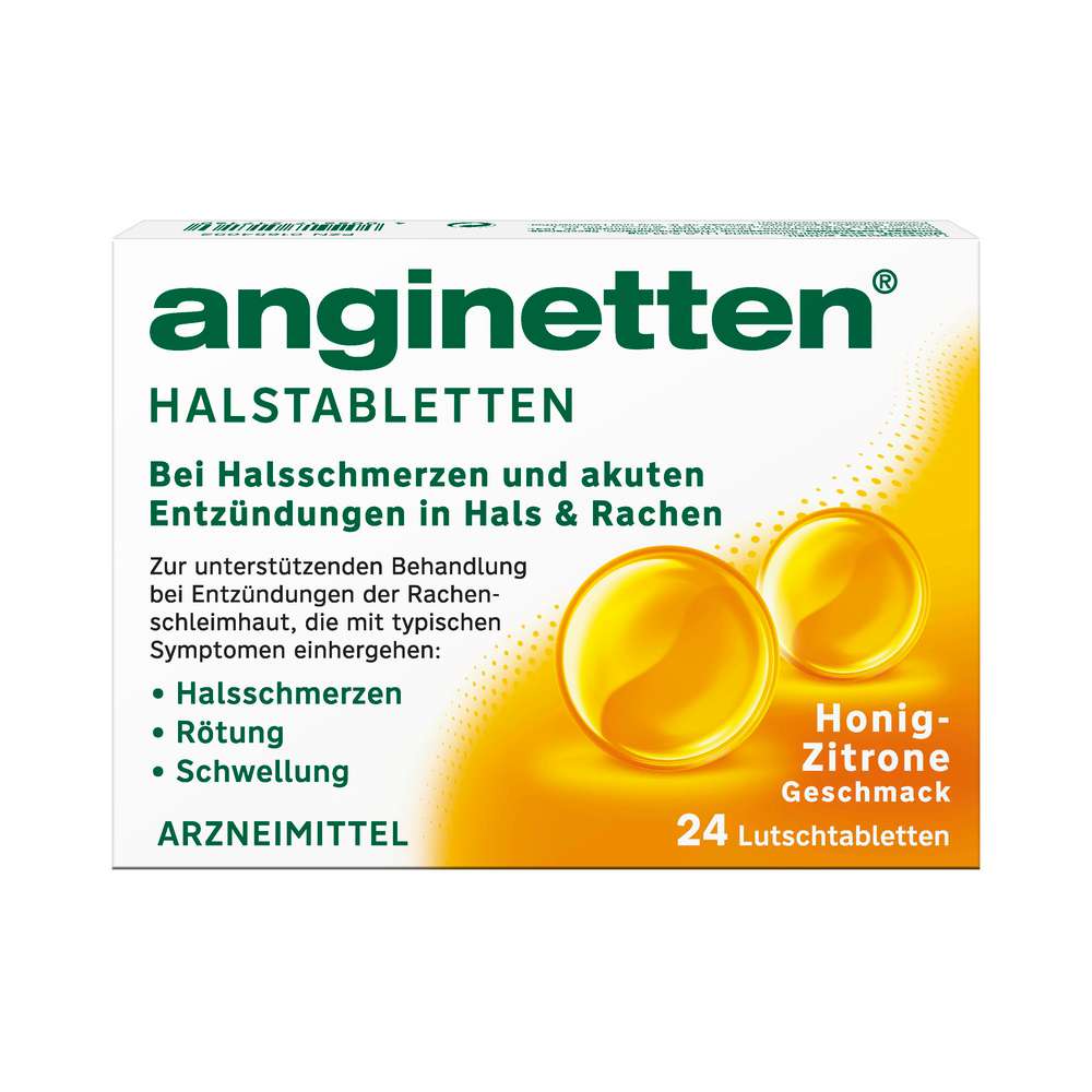 Produktabbildung Anginetten Halstabletten, Honig-Zitrone