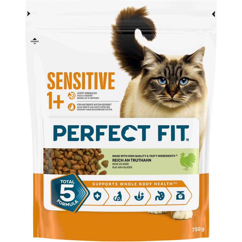 Produktabbildung Perfect Fit Katzen-Trockenfutter, Sensitive, Truthahn 