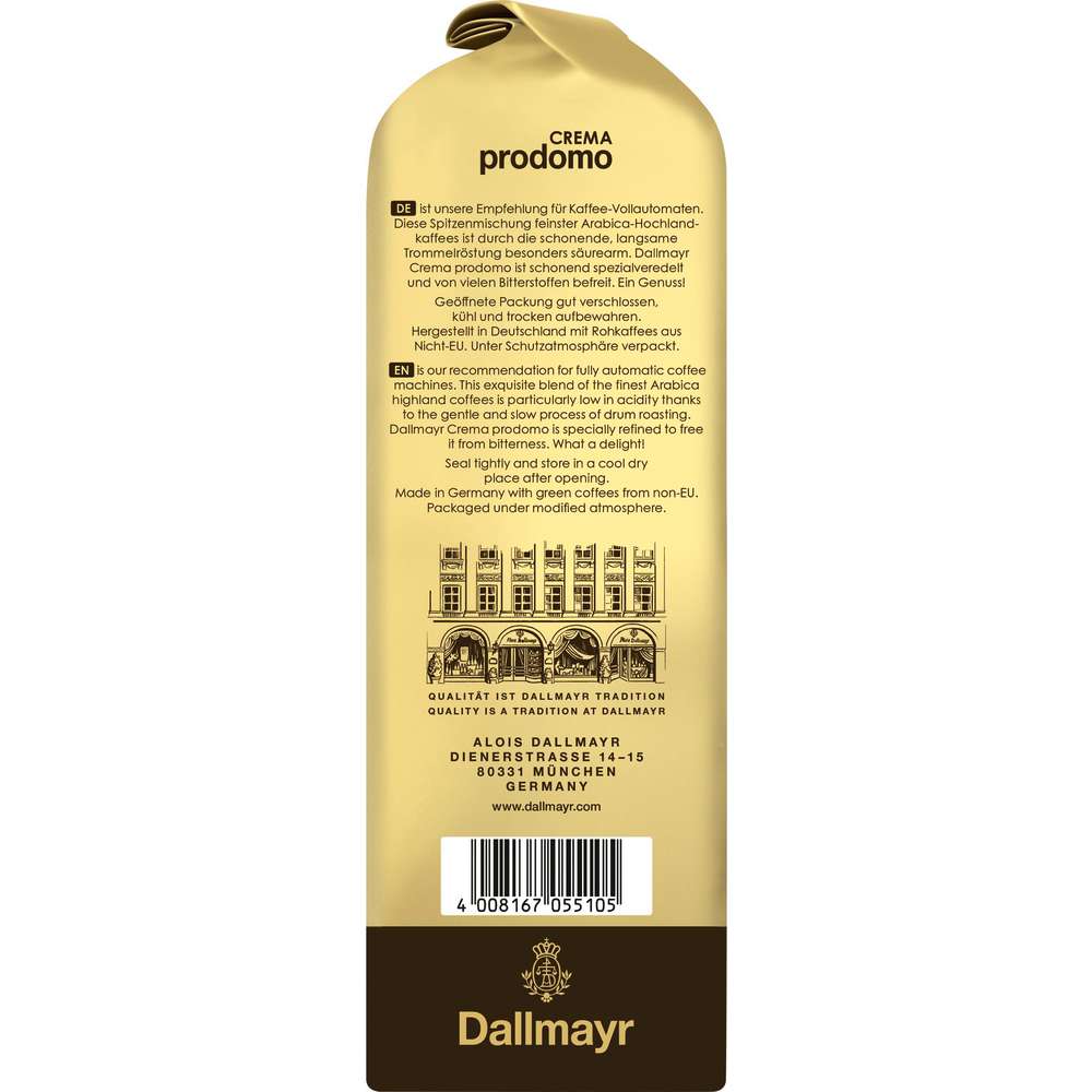 Produktabbildung Dallmayr Kaffee ganze Bohnen Crema prodomo