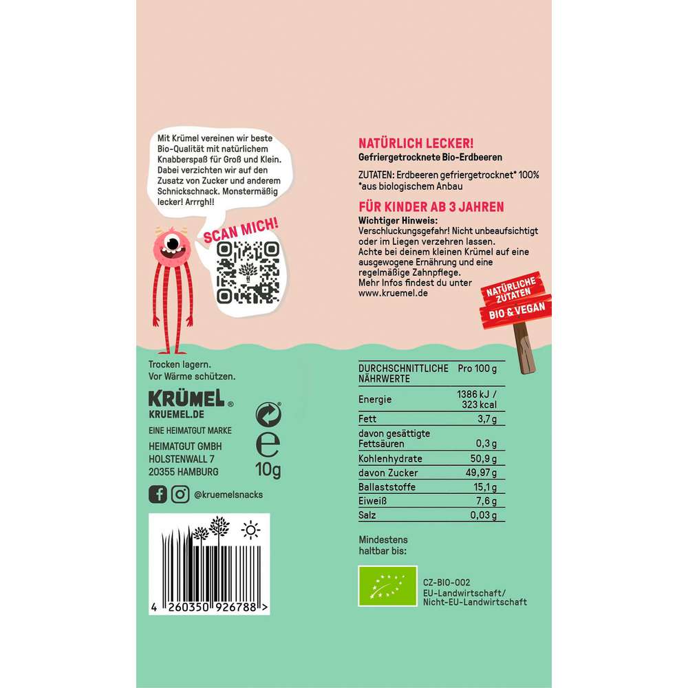 Produktabbildung Krümel Fruchtchips ganze Erdbeeren