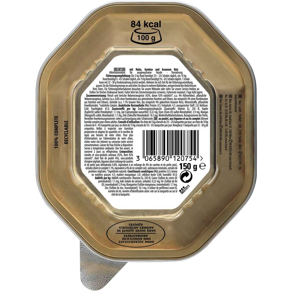 Produktabbildung Cesar Hunde-Nassfutter, Huhn/Naturreis/Gemüse