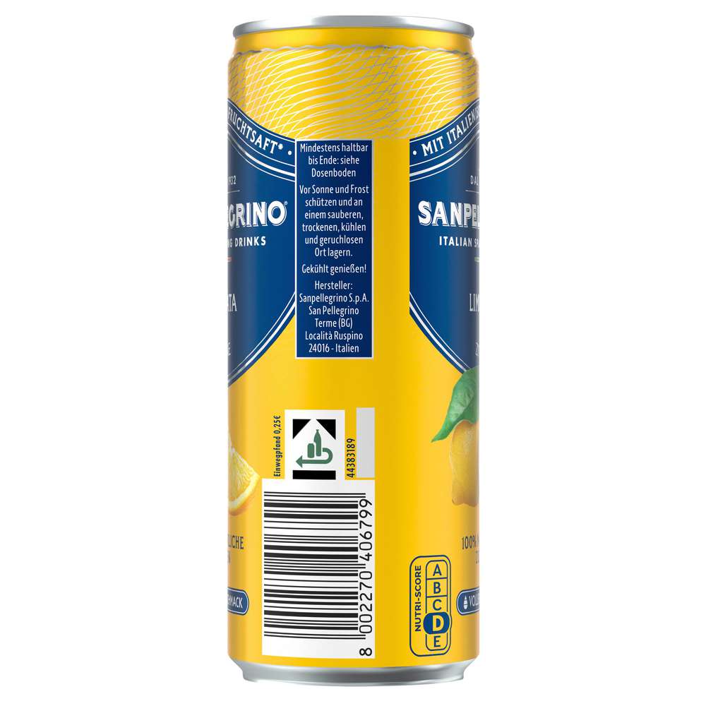 Produktabbildung San Pellegrino Zironenfruchtsaftgetränk, Zitrone