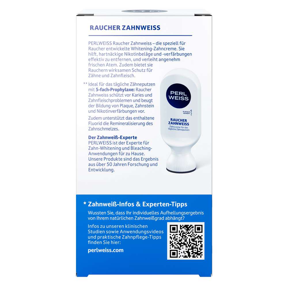 Produktabbildung Perlweiss Zahncreme Raucher Zahnweiss