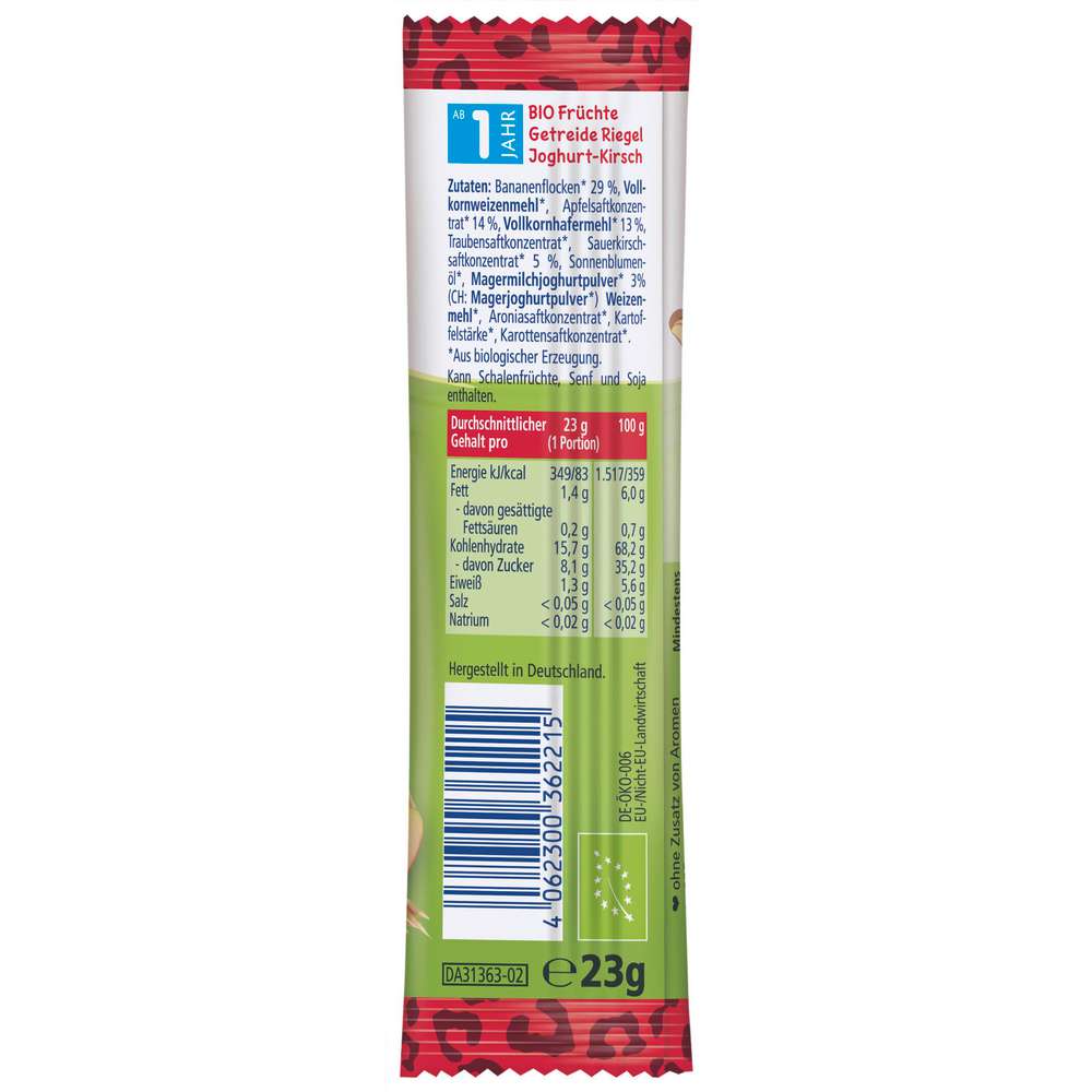 Produktabbildung Hipp Bio Kinder Fruchtriegel, Joghurt/Kirsch/Banane