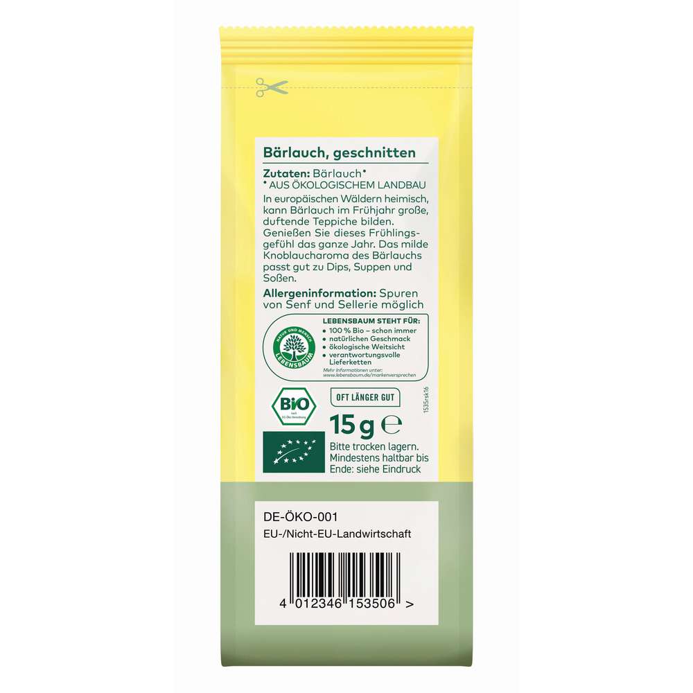 Produktabbildung Ulrich Walter Bio Bärlauch, geschnitten und getrocknet