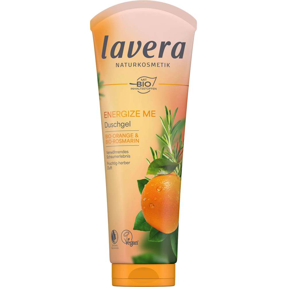 Produktabbildung lavera Duschgel  Energize me, Bio-Orange & Bio-Rosmarin