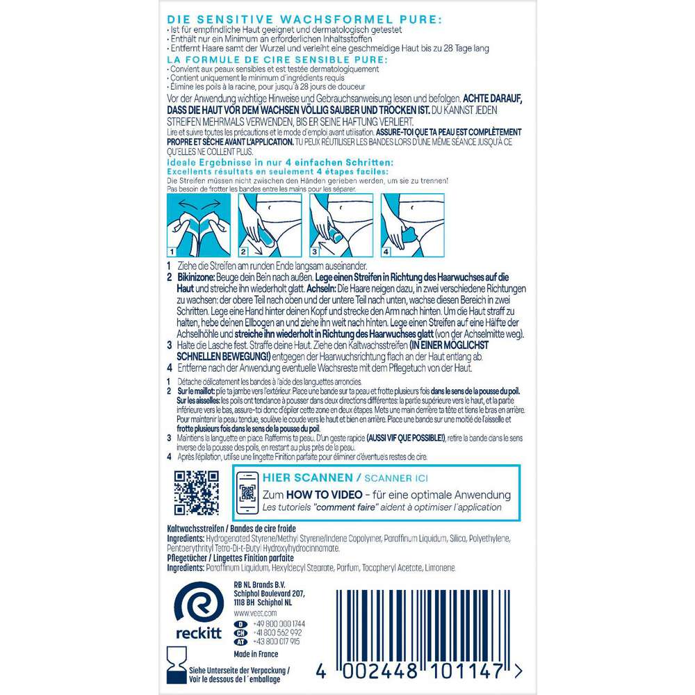 Produktabbildung Veet Easy-Gelwax Kaltwachsstreifen, Bikinizone & Achseln