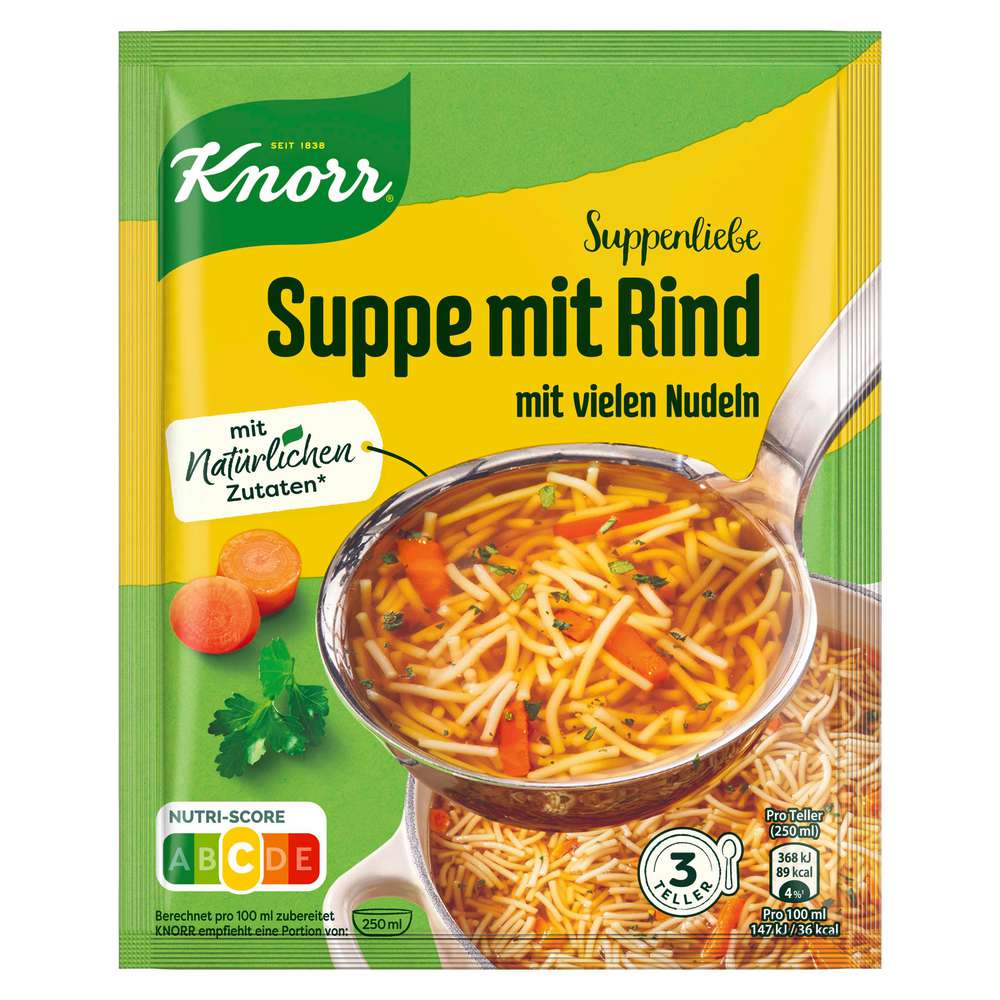 Produktabbildung Knorr Gewürzmischung Suppenliebe, Suppe mit Rind