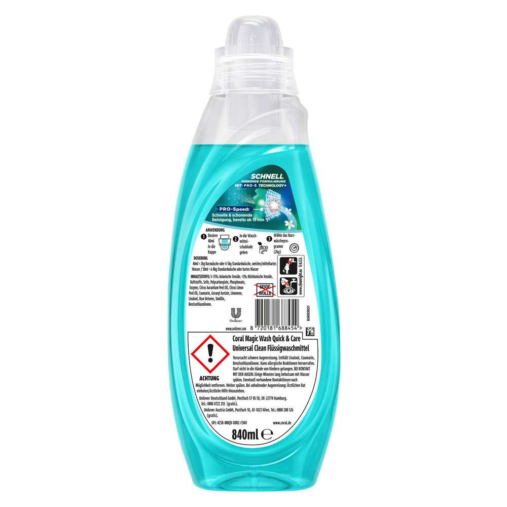 Produktabbildung Coral Waschmittel flüssig Magic Wash, Quick & Care