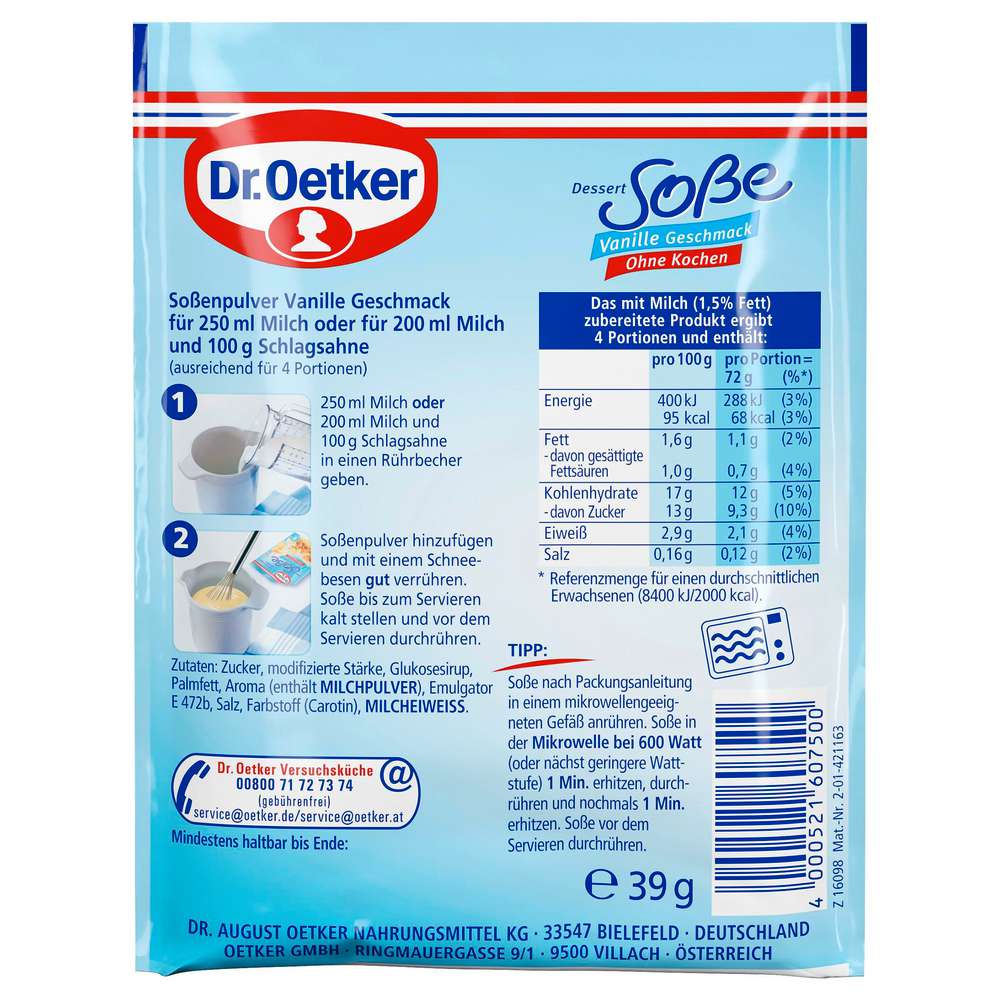 Produktabbildung Dr. Oetker Dessert-Soße ohne Kochen, Vanille