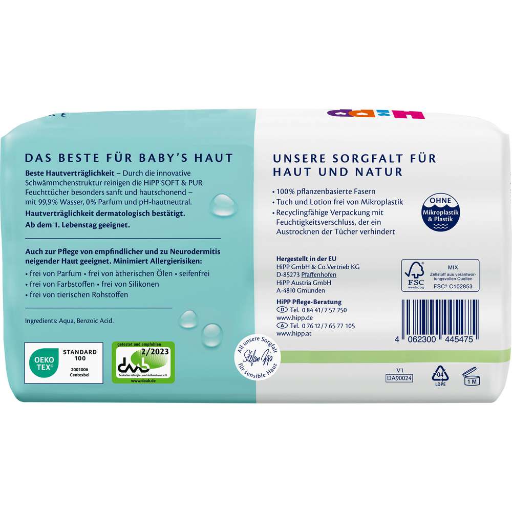 Produktabbildung Hipp Babysanft Soft & Pur Feuchttücher