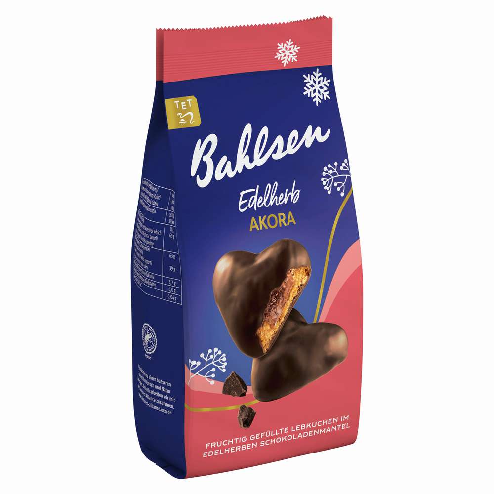 Produktabbildung Bahlsen Lebkuchenherzen Akora, gefüllt, edelherb