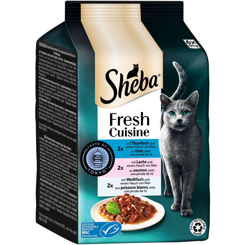 Produktabbildung Sheba Katzen-Nassfutter Fresh & Fine, Thunfisch/Lachs/Weißfisch