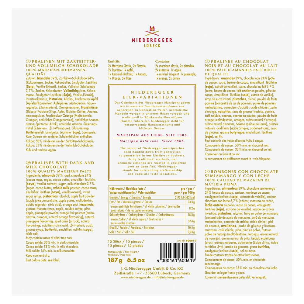 Produktabbildung Niederegger Pralinen Eier & Hasen Variationen