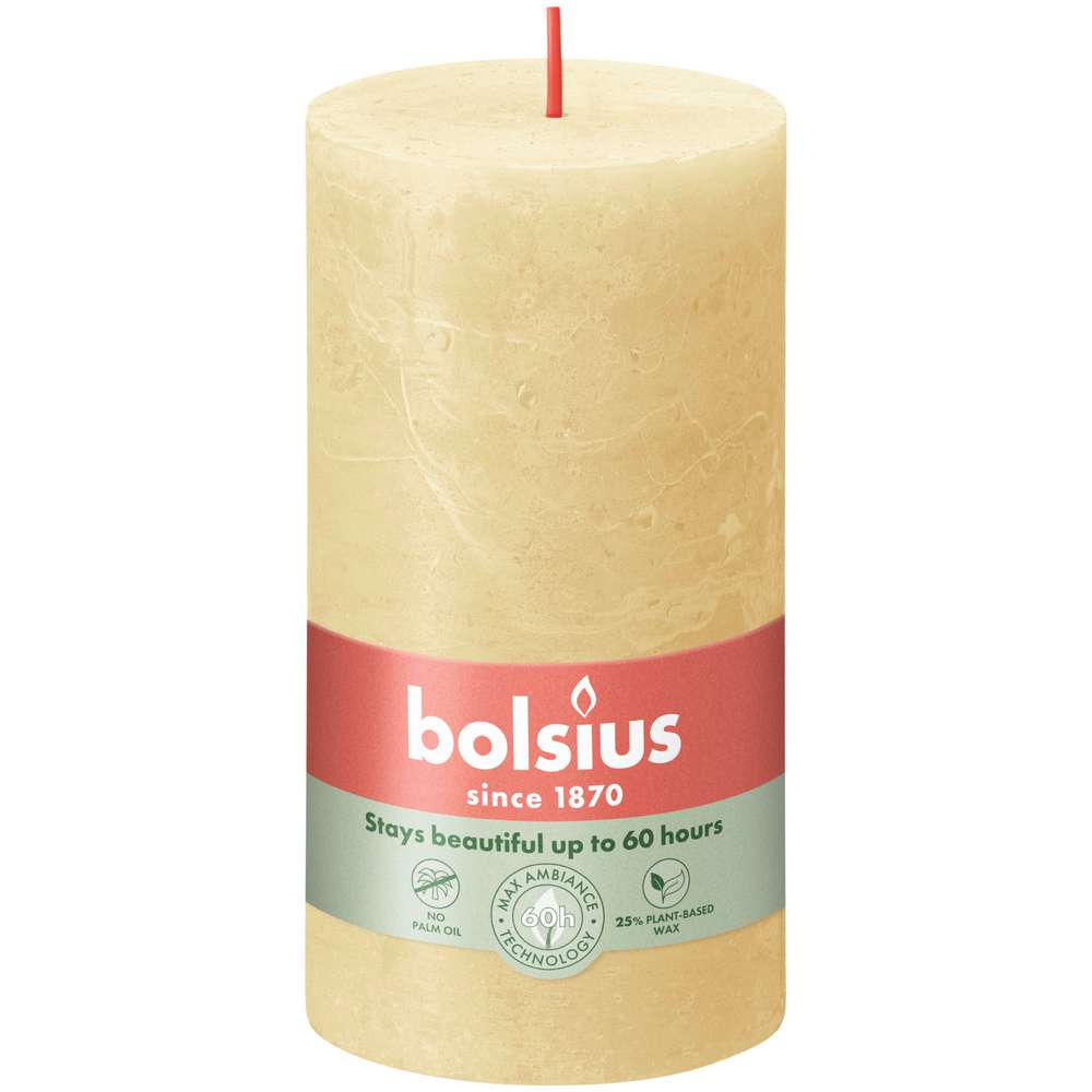 Produktabbildung Bolsius Rustik Kerze 13x6,8cm, haferbeige