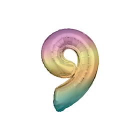 Link zu  Folienballon Regenbogen Pastell, große Nummer 9