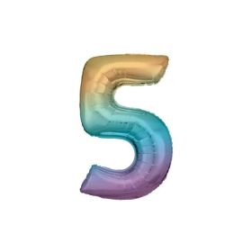 Link zu  Folienballon Regenbogen Pastell, große Nummer 5