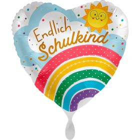 Folienballon Endlich Schulkind Regenbogen