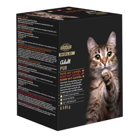 Link zu  Katzen-Nassfutter mit Huhn/Rind/Lachs und Leinöl