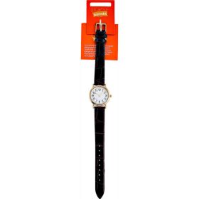 Damenarmbanduhr gold-schwarz, Zahlenblatt weiß