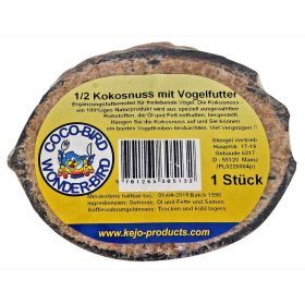 1/2 Kokosnuss mit Vogelfutter gefüllt