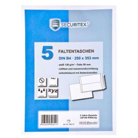 Link zu  Faltenversandtasche, B4, weiß, ohne Fenster, haftklebend