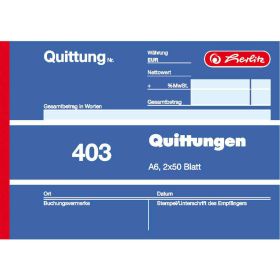 Quittungsblock "403" A6, 2 x 50 Blatt