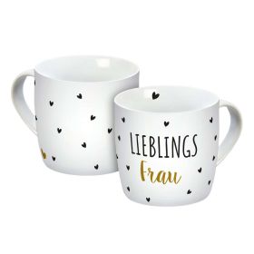 Tasse Lieblingsfrau, weiß Herzen