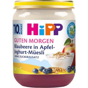 Babynahrung "Guten Morgen", Blaubeere/Apfel/Joghurt/Müslin