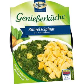 Rührei und Spinat mit Kartoffeln