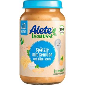 Bio Babynahrung Menü bewusst, Spätzle mit Gemüse und Käse-Sauce