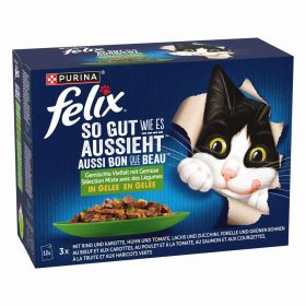 Katzen-Nassfutter Felix, So gut wie es aussieht, gemischte Vielfalt in Gemüse in Gelee