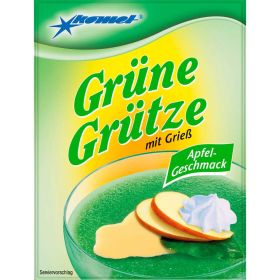 Grüne Grütze mit Grieß, Apfel