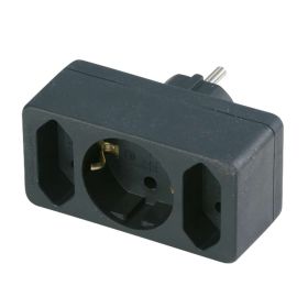 Steckdosenadapter 2x Euro & 1x Schutzkontakt