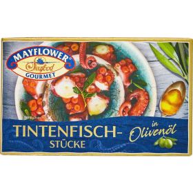 Tintenfischstücke in Olivenöl