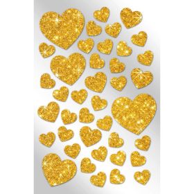 Sticker, goldene Glitzerherzen