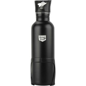 Trinkflasche Edelstahl mit Halter, schwarz