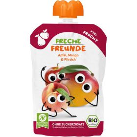 Fruchtmusquetschbeutel Freche Freunde, Apfel, Mango & Pfirsisch