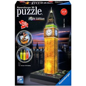 Puzzle 3D Night Edition, Bauwerk Big Ben bei Nacht