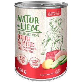 Hunde-Nassfutter Huhn und Rind mit Kartoffeln und Zucchini